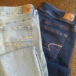 2 american eagle jeans size 14